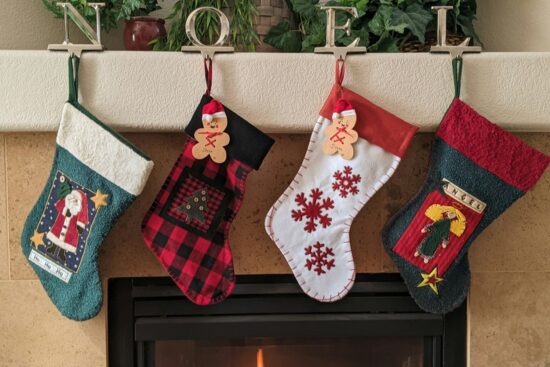 Red and white Christmas stocking